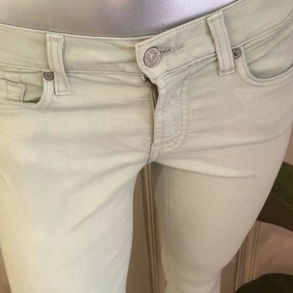 7 for all mankind Mid Rise Cropped Skinny Mint Green Jeans Women's Size 28 - Picture 3 of 10